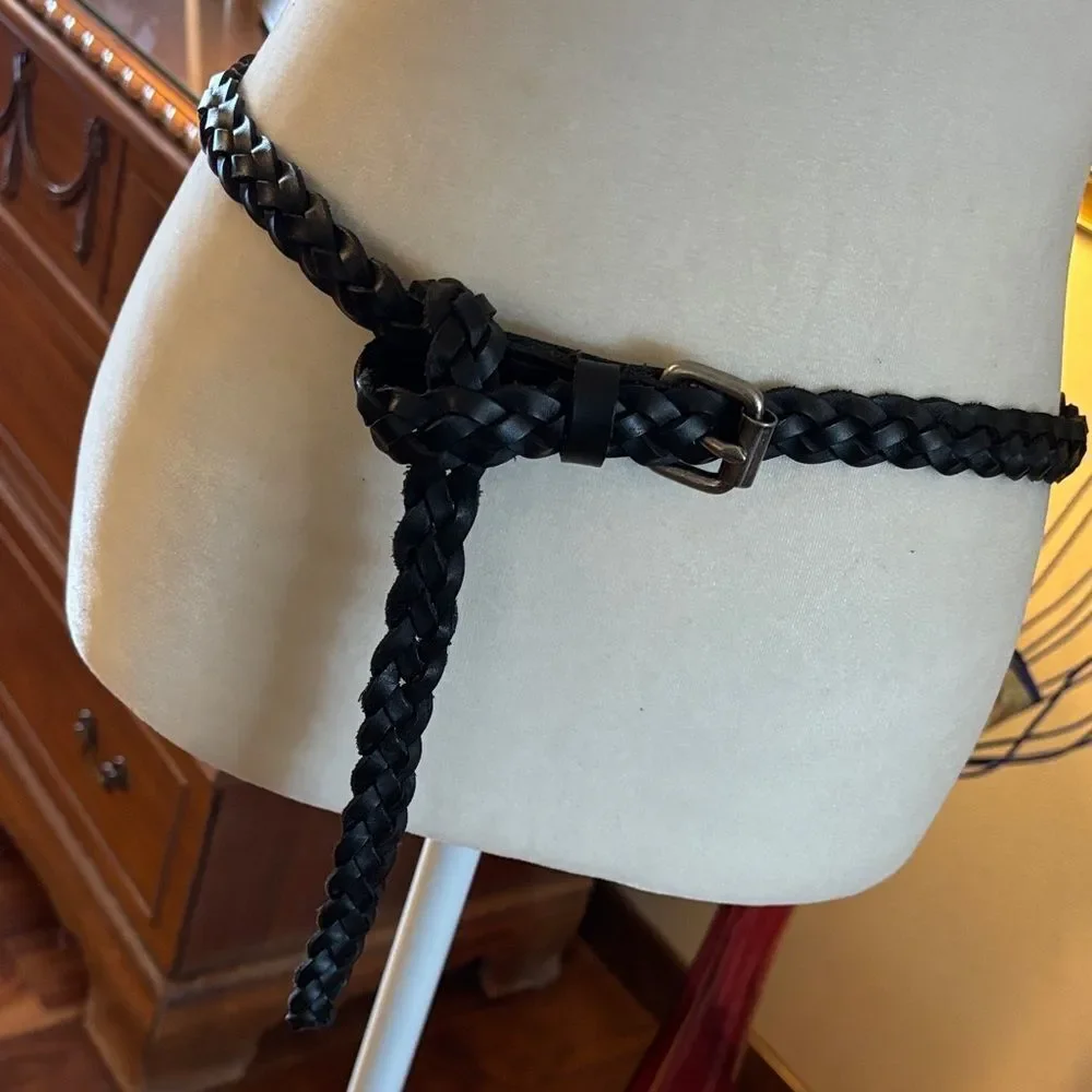 Braided Black Leather Belt